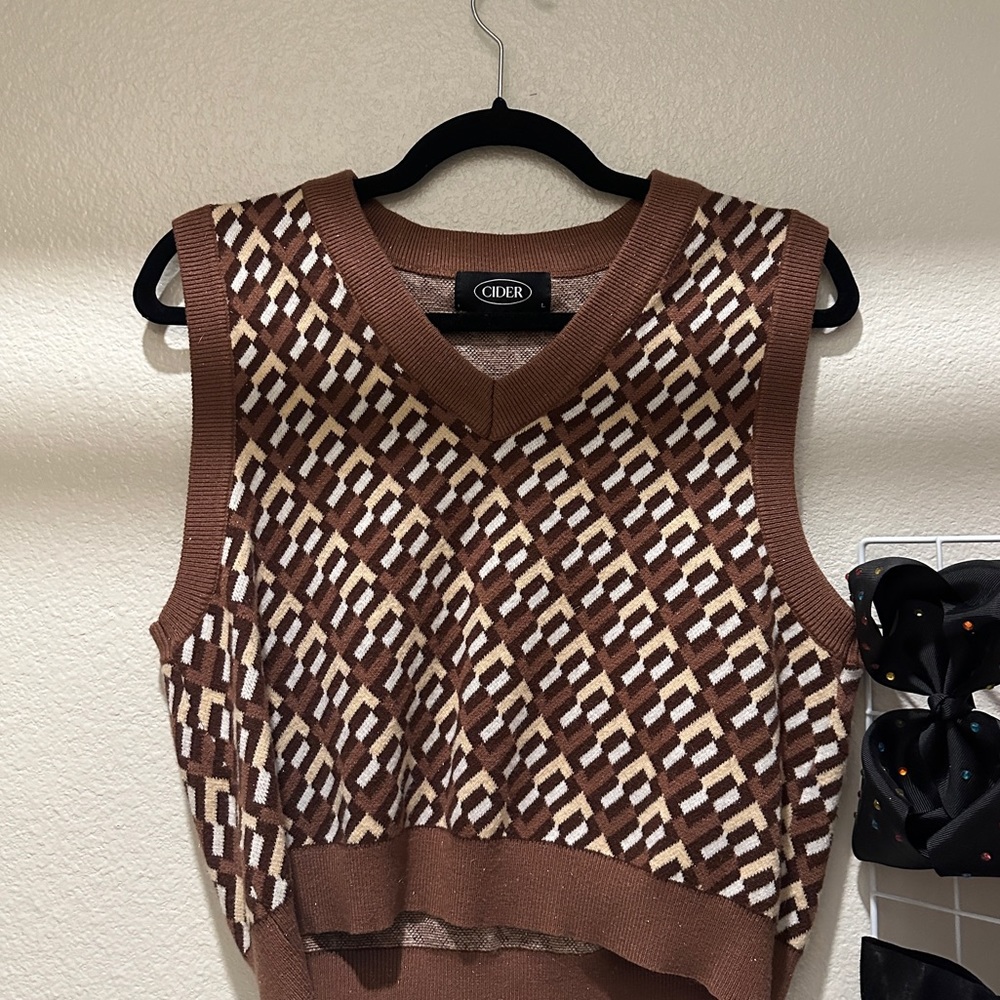 Cider Brown and Cream Sweater Vest